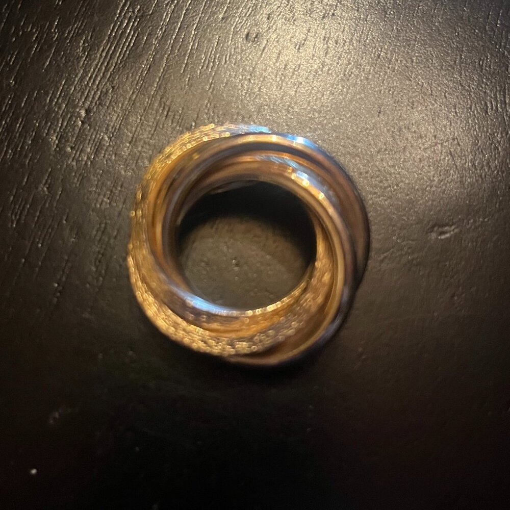 Vintage Gold Tone Textured Circle Brooch